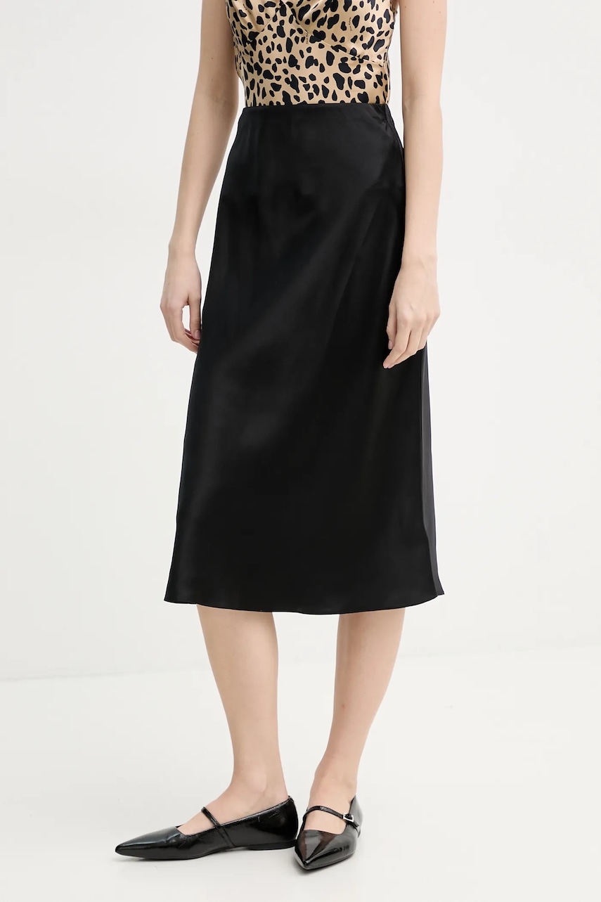 Μεταξωτή φούστα FROM FUTURE χρώμα: μαύρο, WJU00027