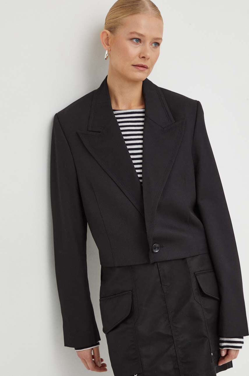 Μάλλινο σακάκι G-Star χρώμα: μαύρο