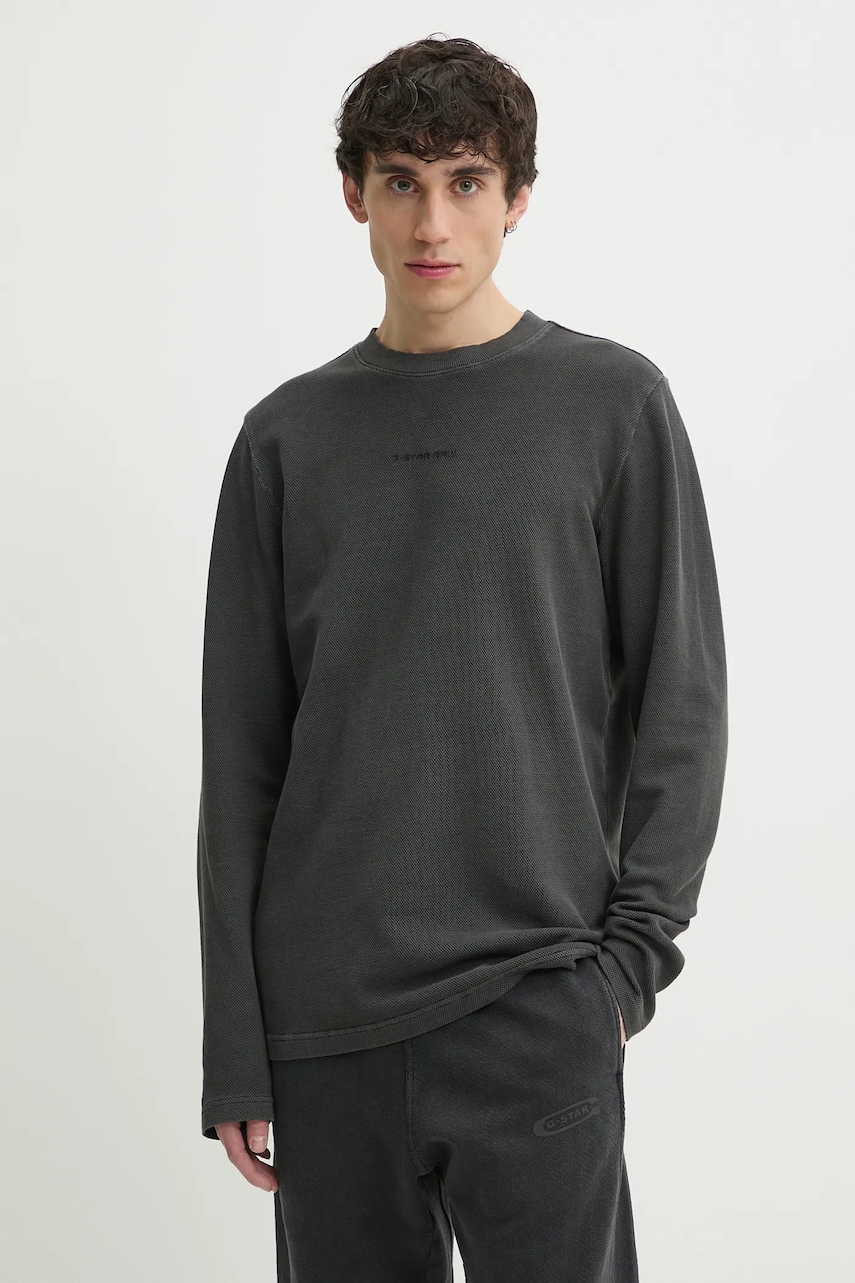 Βαμβακερή μπλούζα με μακριά μανίκια G-Star χρώμα: μαύρο, D25965-D895