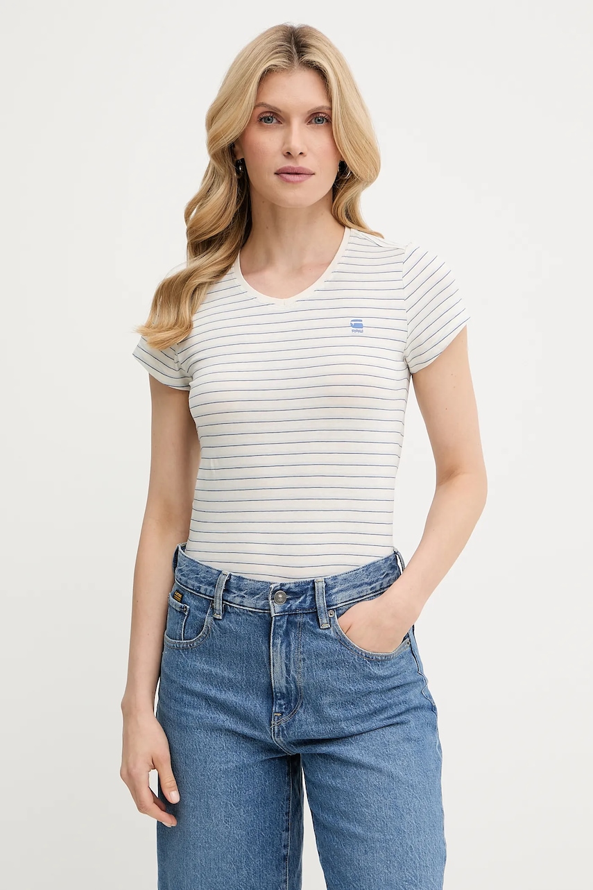 Βαμβακερό μπλουζάκι G-Star Raw χρώμα: πράσινο