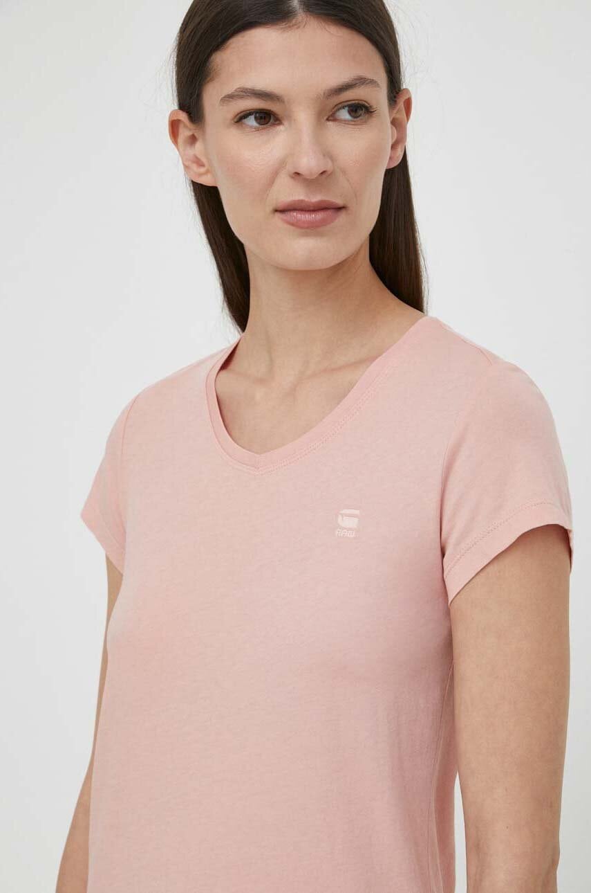 Βαμβακερό μπλουζάκι G-Star Raw χρώμα: ροζ, D24533-4107