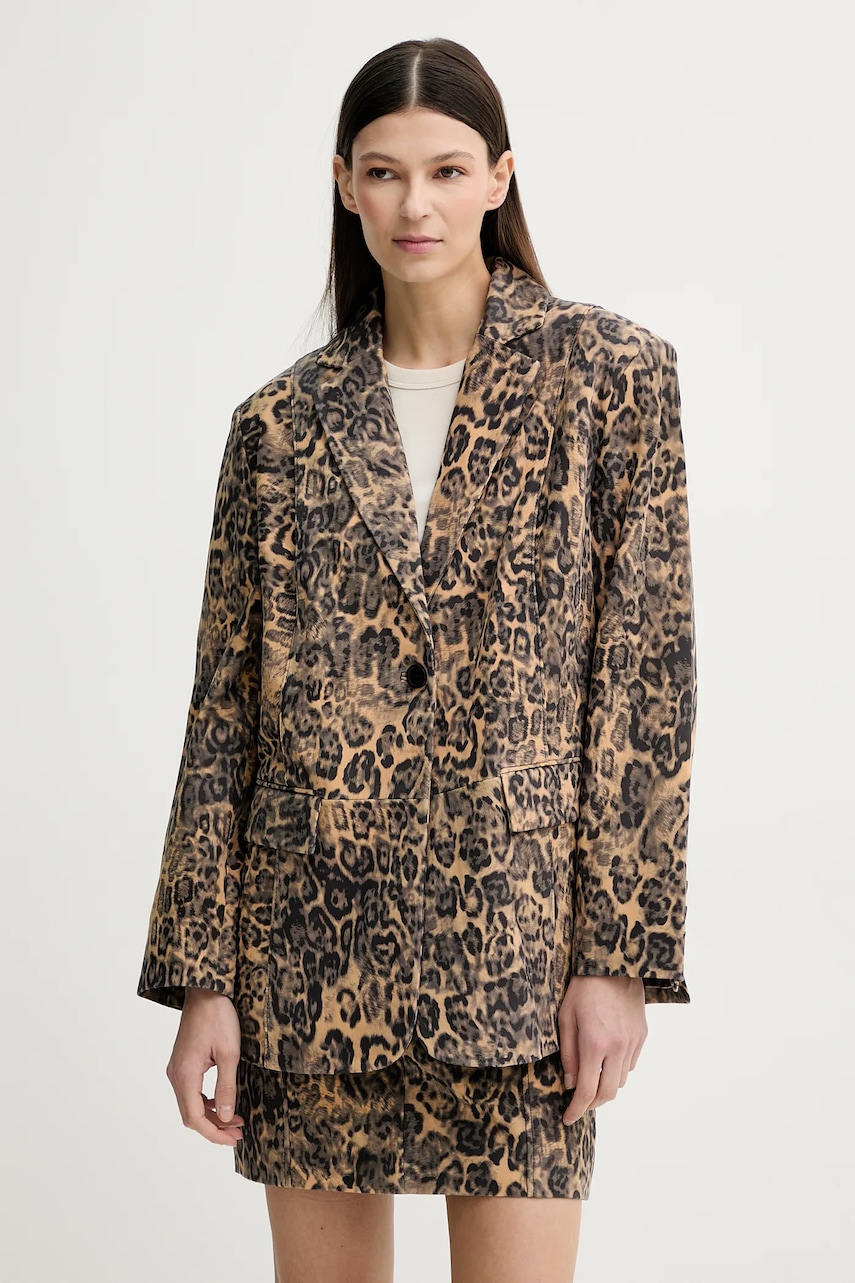 Δερμάτινο σακάκι Gestuz χρώμα: μπεζ, 10909938