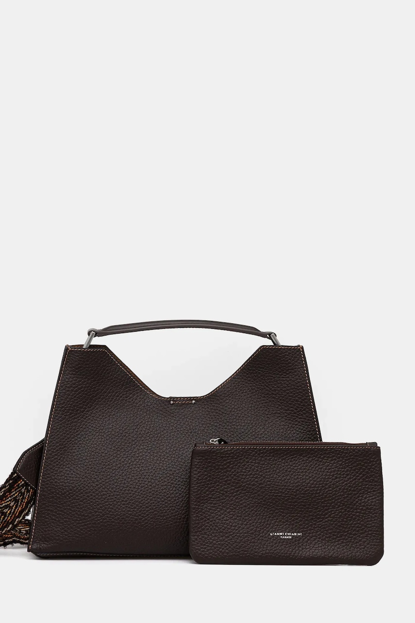 Δερμάτινη τσάντα Gianni Chiarini χρώμα: γκρι
