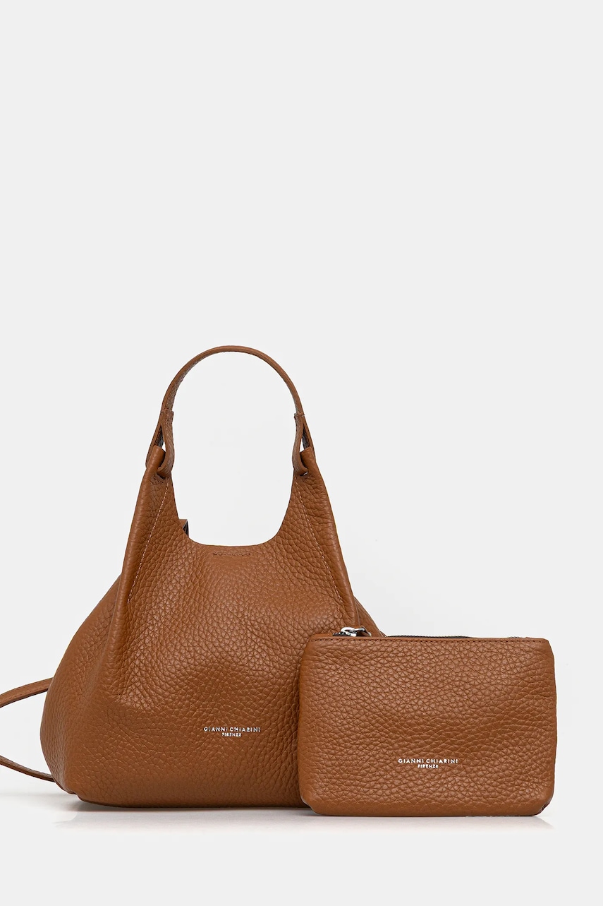 Δερμάτινη τσάντα Gianni Chiarini DUA χρώμα: ασημί, BS 9719 RNGDBL