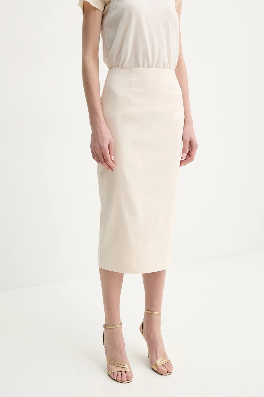 Φούστα Guess JAYLA χρώμα: μπεζ, W5GD93 WGMR2