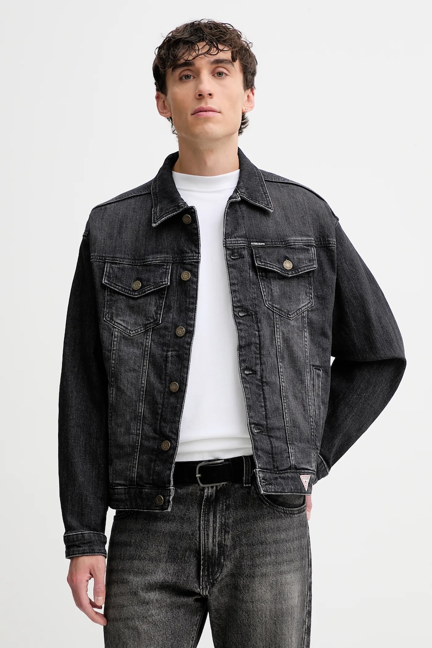 Τζιν μπουφάν Guess Jeans χρώμα: γκρι, M5BN38 D5LW5