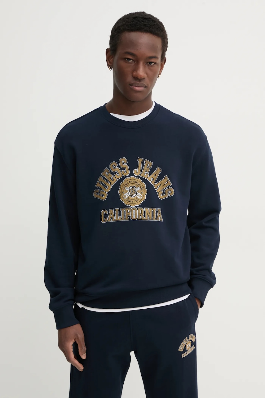 Βαμβακερή μπλούζα Guess Jeans χρώμα: ναυτικό μπλε, M5RQ40 KCPR1