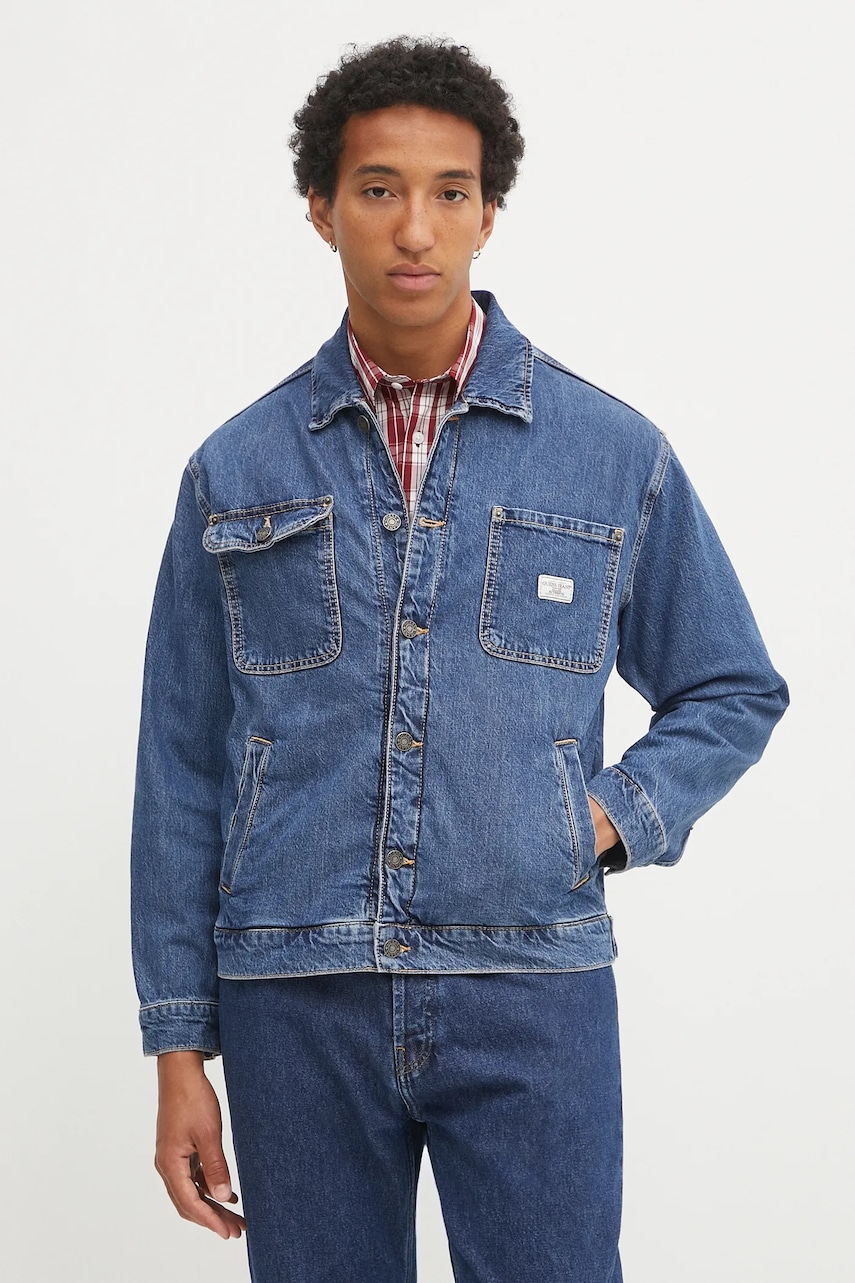 Τζιν μπουφάν Guess Jeans χρώμα: μπλε, M5YN50 D5M54