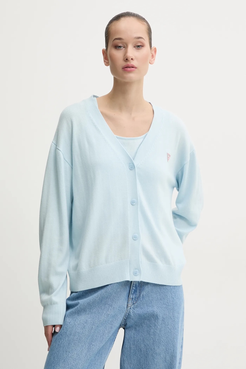 Ζακέτα από μίγμα μαλλιού Guess Jeans χρώμα: μπλε, W4BR16 Z3HO2