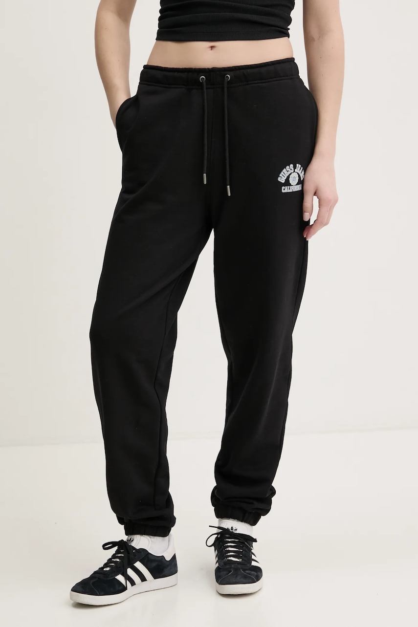 Βαμβακερό παντελόνι Guess Jeans χρώμα: μαύρο, W5RB63 K68I4