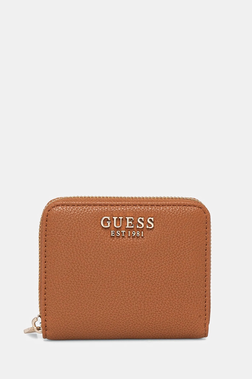 Πορτοφόλι Guess LAUREL χρώμα: καφέ, SWBG85 00137