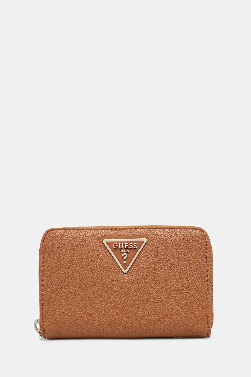Πορτοφόλι Guess LAUREL χρώμα: καφέ, SWBG85 00140
