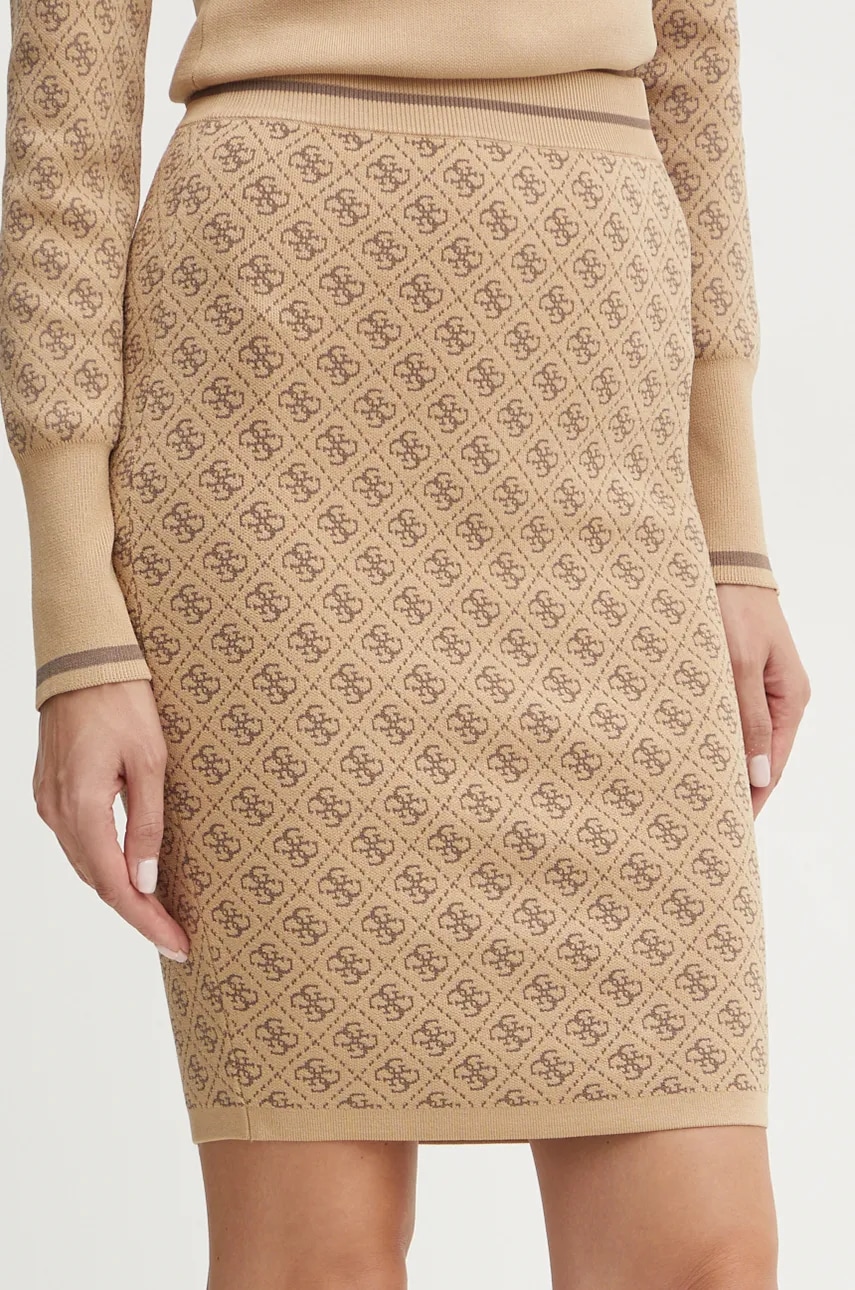 Φούστα Guess LISE χρώμα: μπεζ, W4BD53 Z37K0