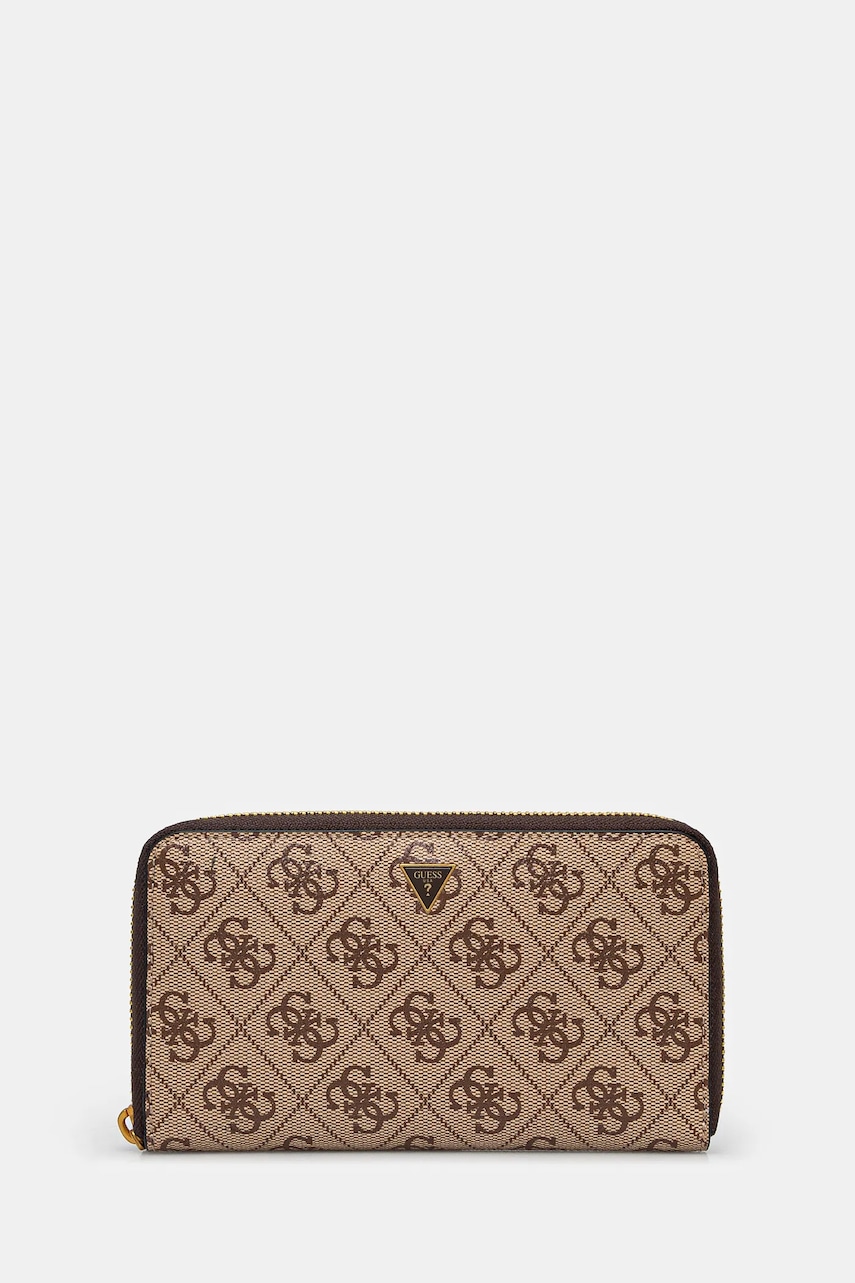 Δερμάτινο πορτοφόλι Guess LYON ανδρικό, χρώμα: καφέ, SMLYLL LEA28