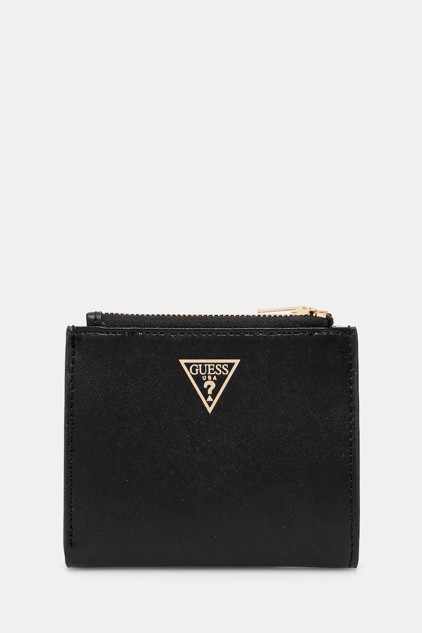 Δερμάτινο πορτοφόλι Guess MIRIAM γυναικείο, χρώμα: μαύρο, RW1770 P5201