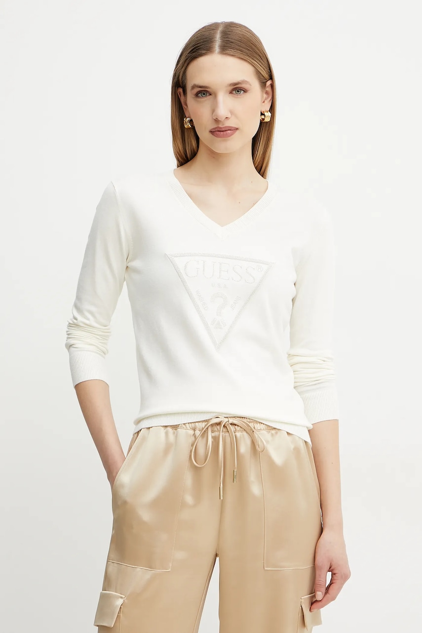 Πουλόβερ Guess MIRIAM χρώμα: μπεζ, W5GR19 Z2NQ2