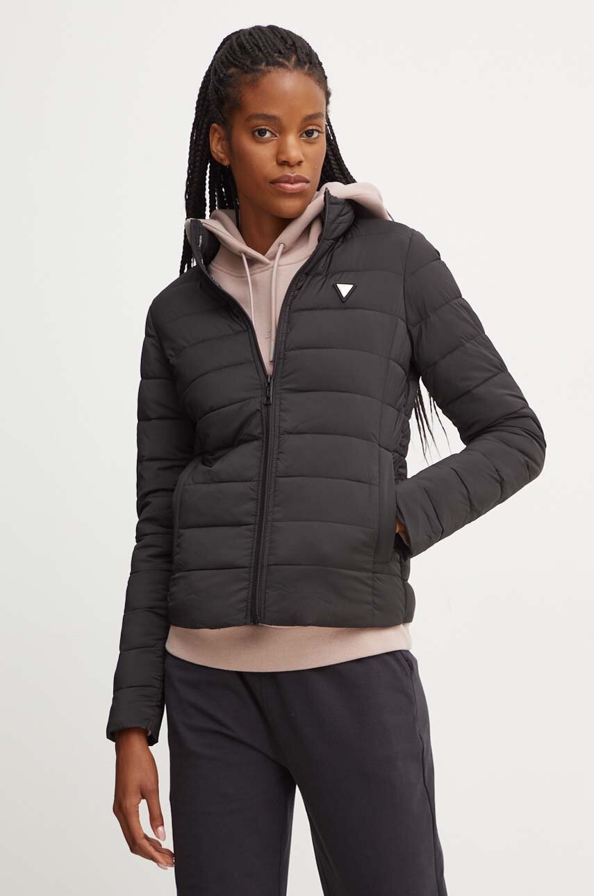 Μπουφάν Guess SOLID χρώμα: μαύρο, V4YL04 WF3X0