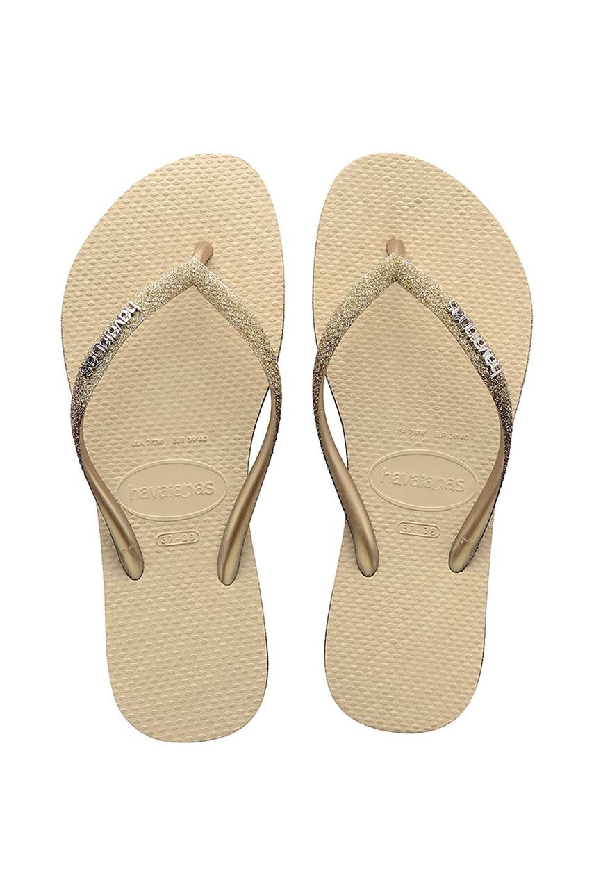 Σαγιονάρες Havaianas SLIM SPARKLE II χρώμα: μπεζ, 4146093.0154