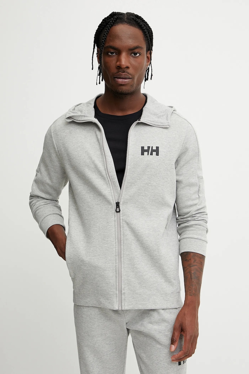Αθλητική μπλούζα Helly Hansen TECH SWEAT χρώμα: γκρι, με κουκούλα, 34498