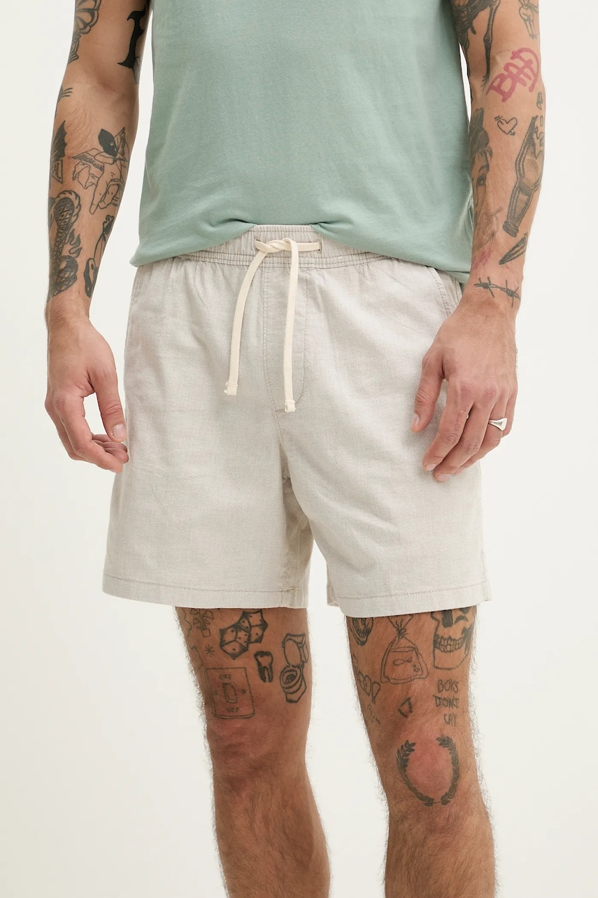 Λινό σορτς Hollister Co. χρώμα: μπεζ, KI328-5097