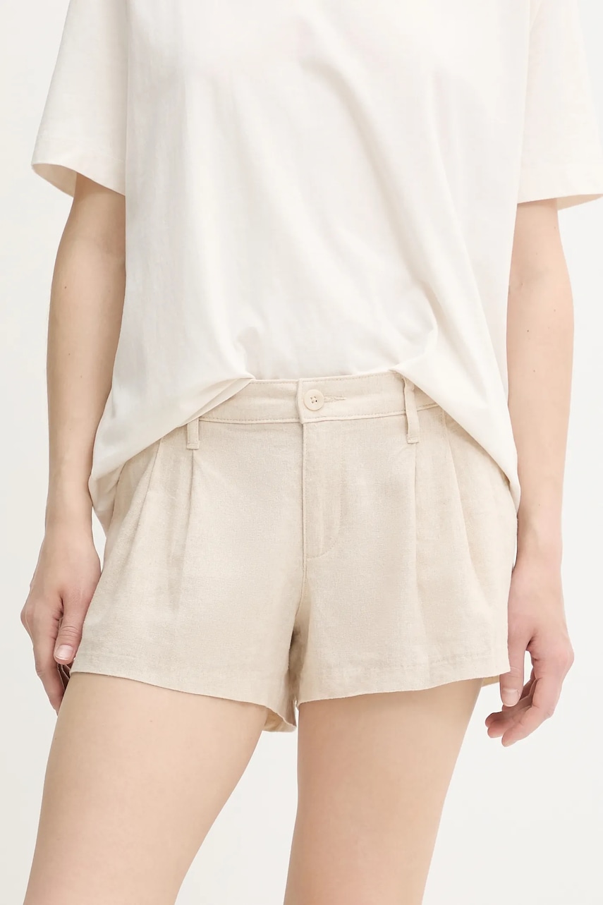 Σορτς από λινό Hollister Co. χρώμα: μπεζ, KI349-5124