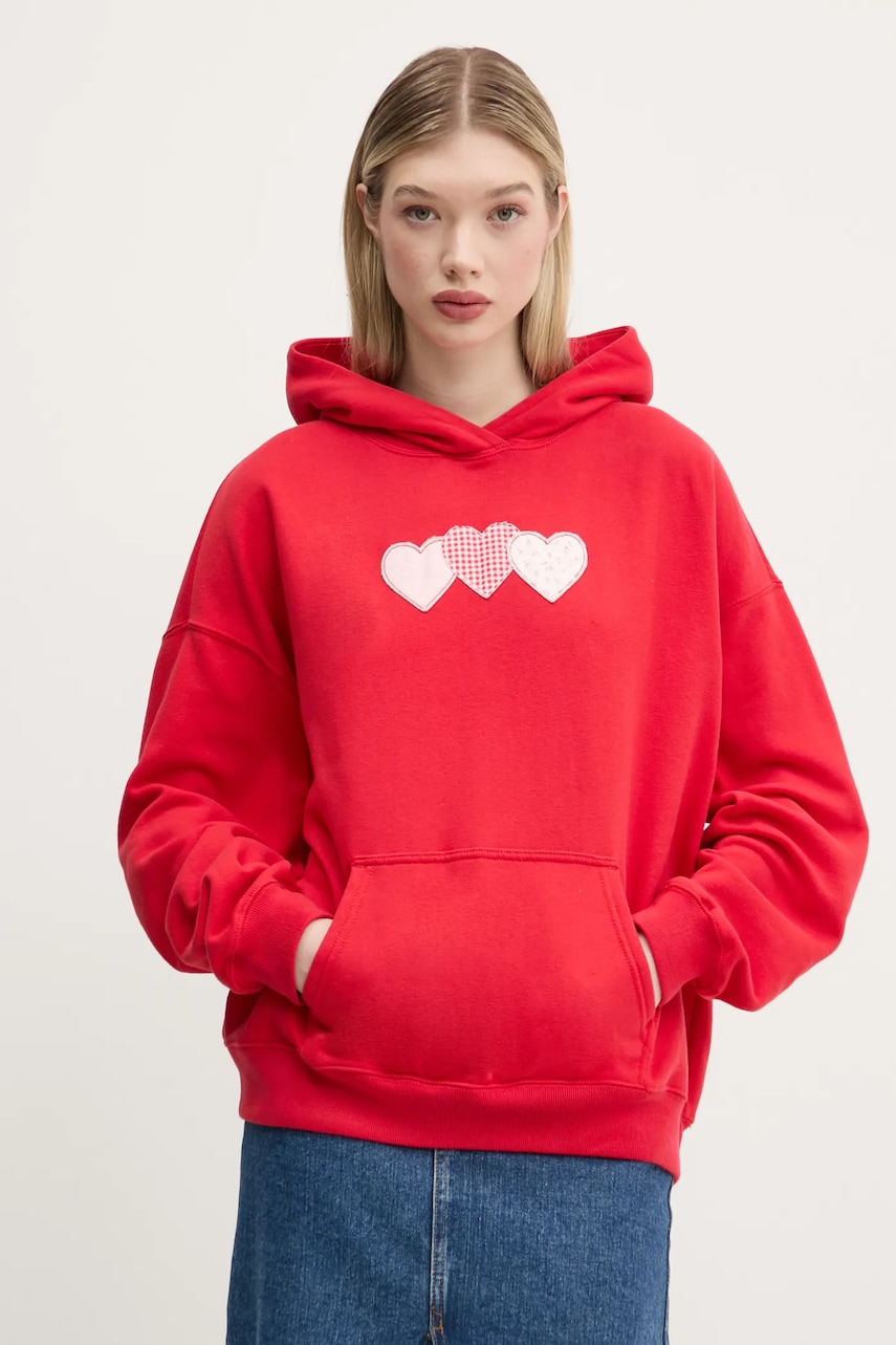 Μπλούζα Hollister Co. χρώμα: κόκκινο, με κουκούλα, KI352-5132