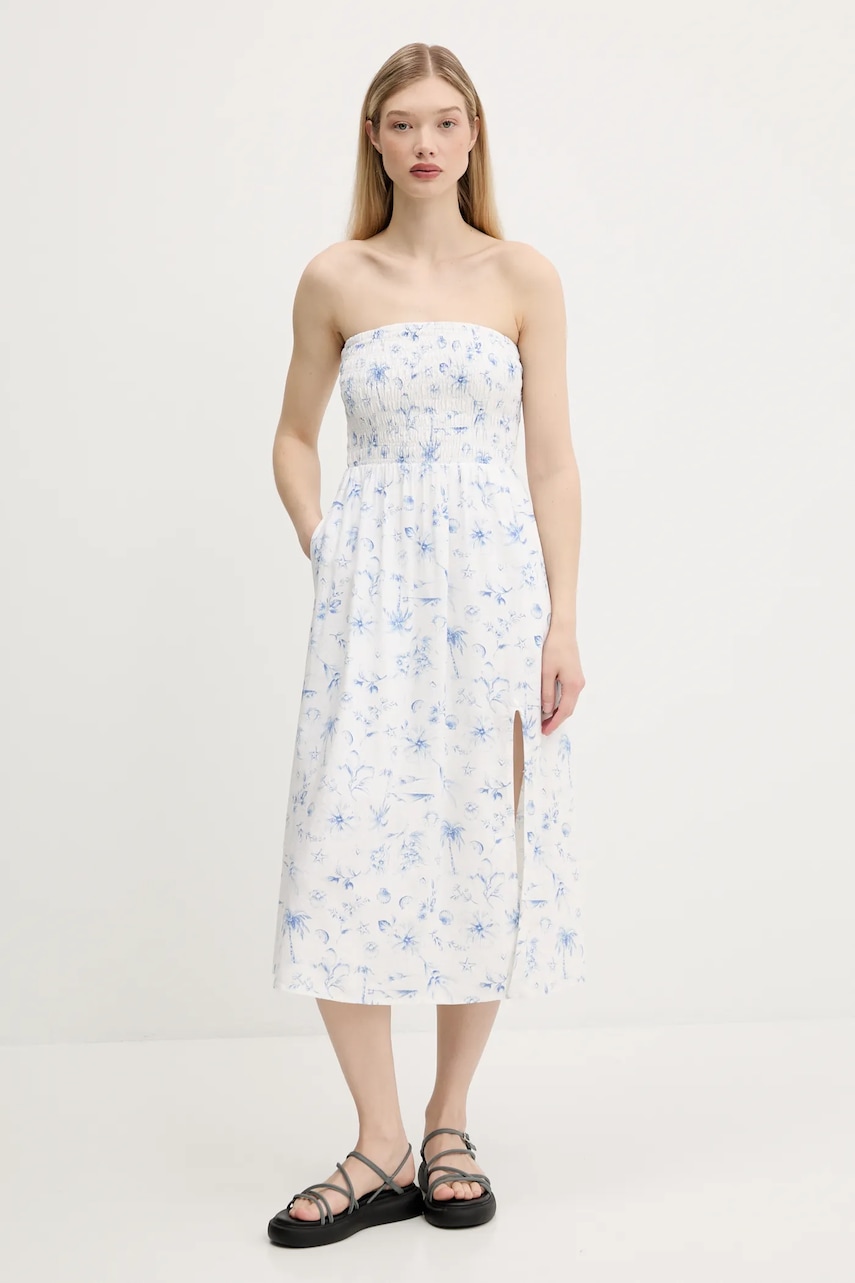 Λινό φόρεμα Hollister Co. χρώμα: μπεζ, KI359-1209