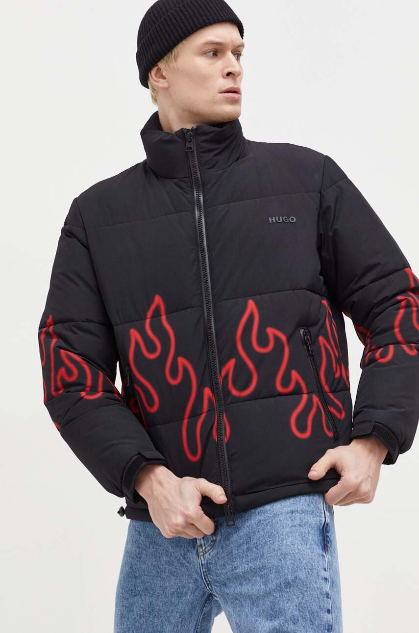 Μπουφάν HUGO χρώμα: μαύρο