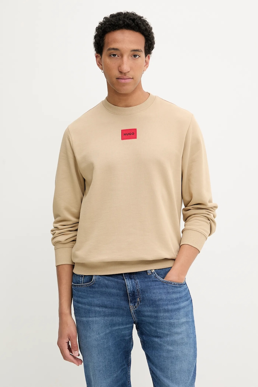 Βαμβακερή μπλούζα HUGO χρώμα: μαύρο, 50447964