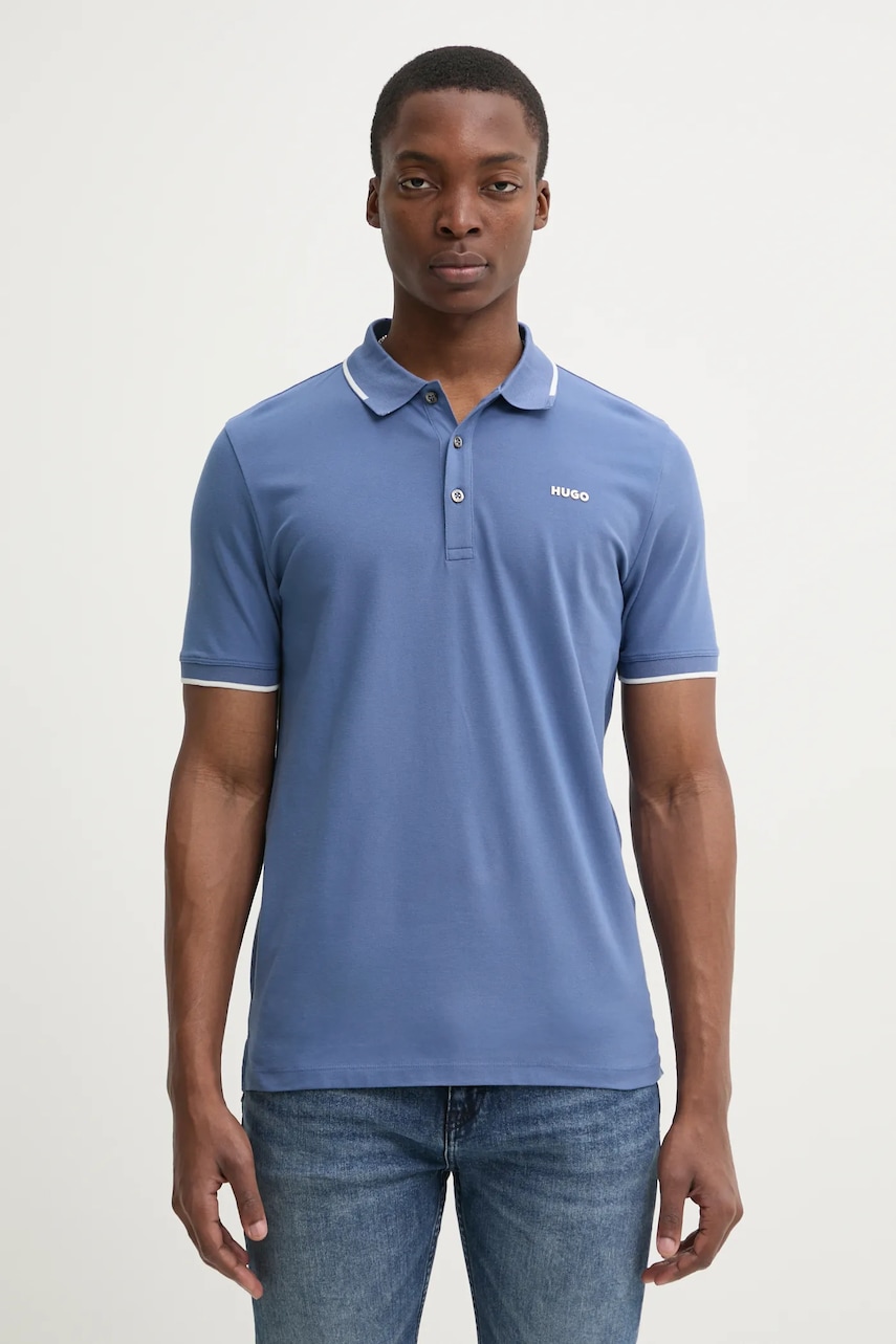 Πόλο HUGO χρώμα: μαύρο, 50467344