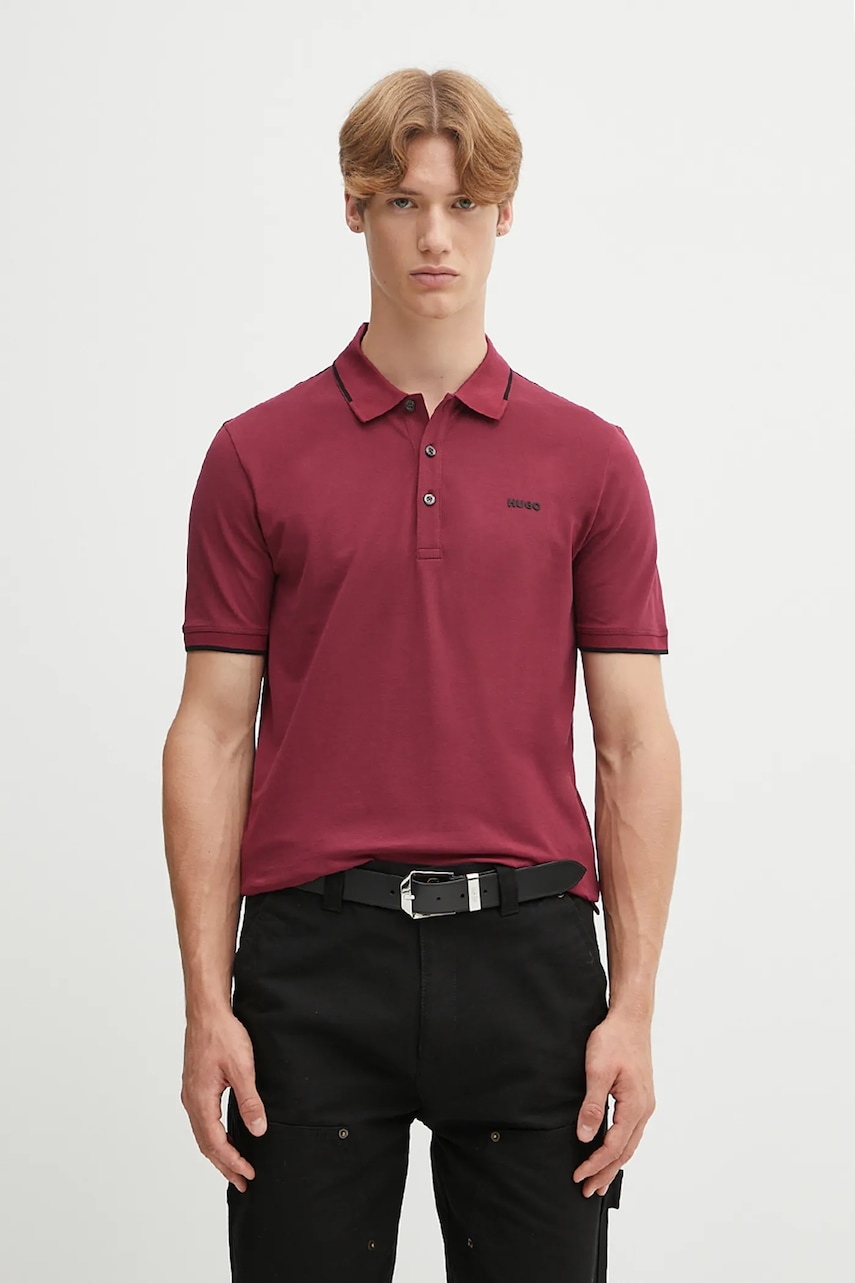 Πόλο HUGO χρώμα: μαύρο, 50467344