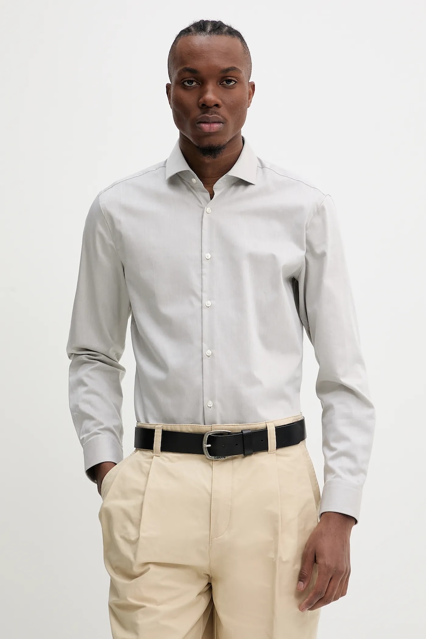 Βαμβακερό πουκάμισο HUGO ανδρικό, χρώμα: μπλε, 50482056