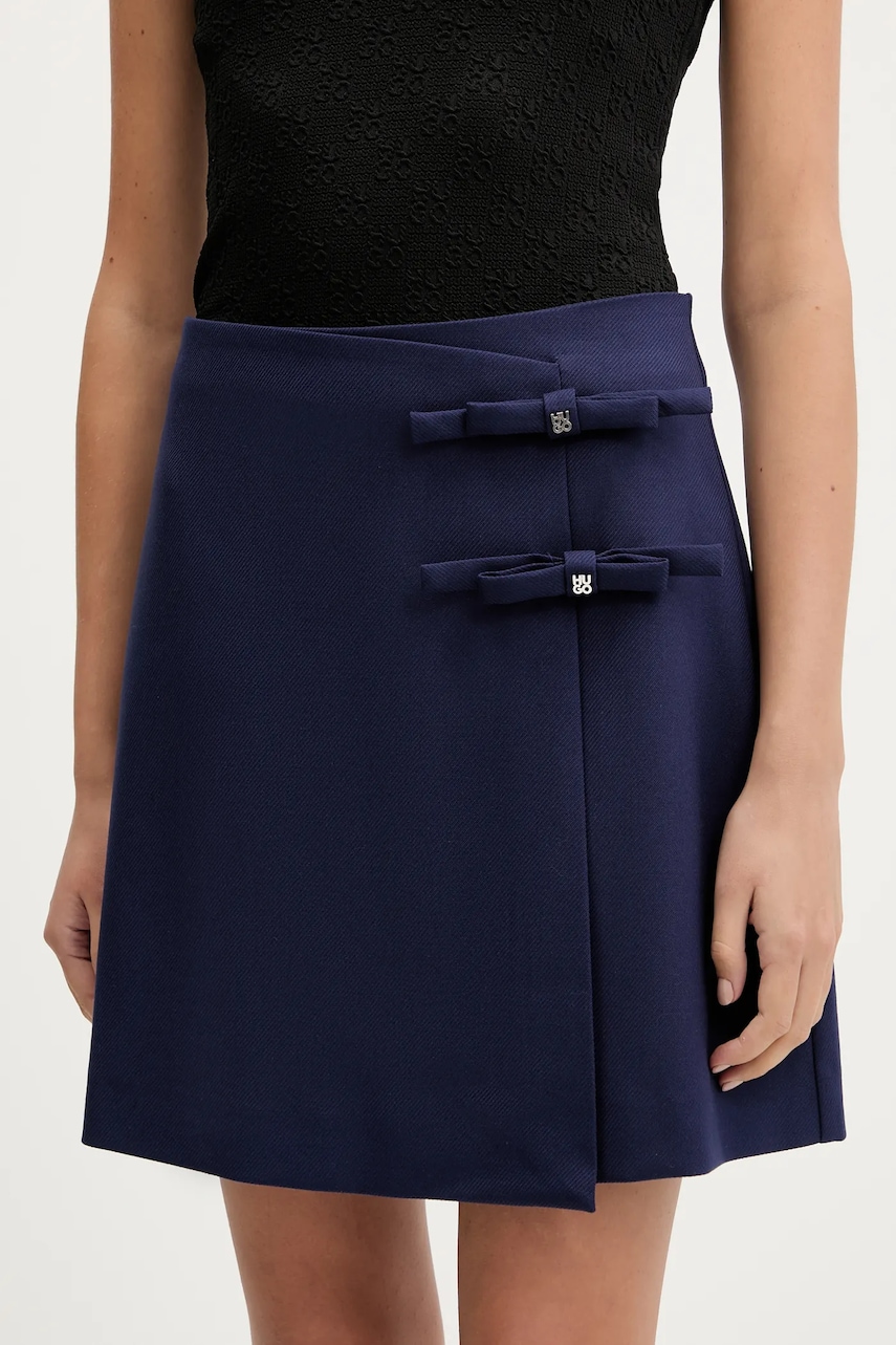 Φούστα από μείγμα μαλλιού HUGO χρώμα: ναυτικό μπλε, 50544796
