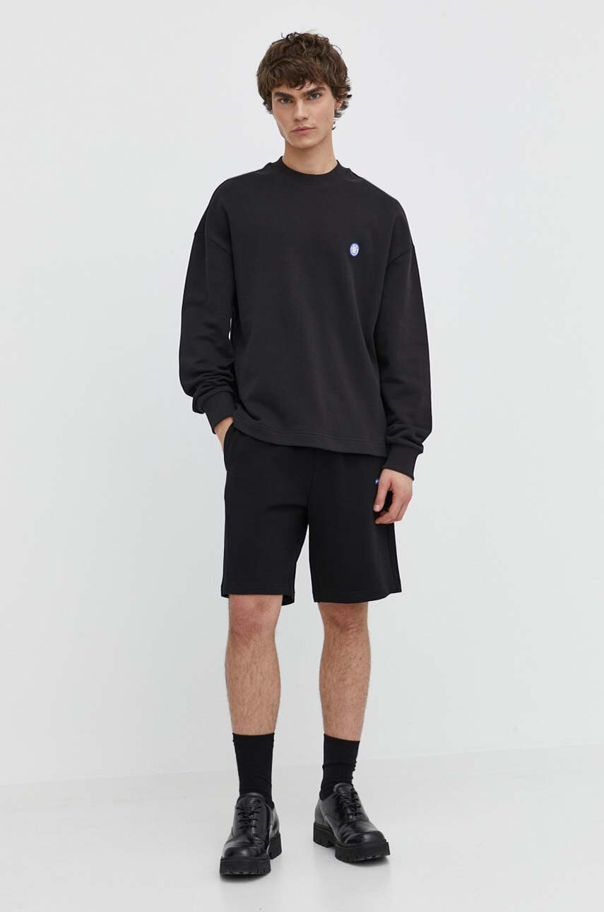 Βαμβακερή μπλούζα Hugo Blue χρώμα: μαύρο