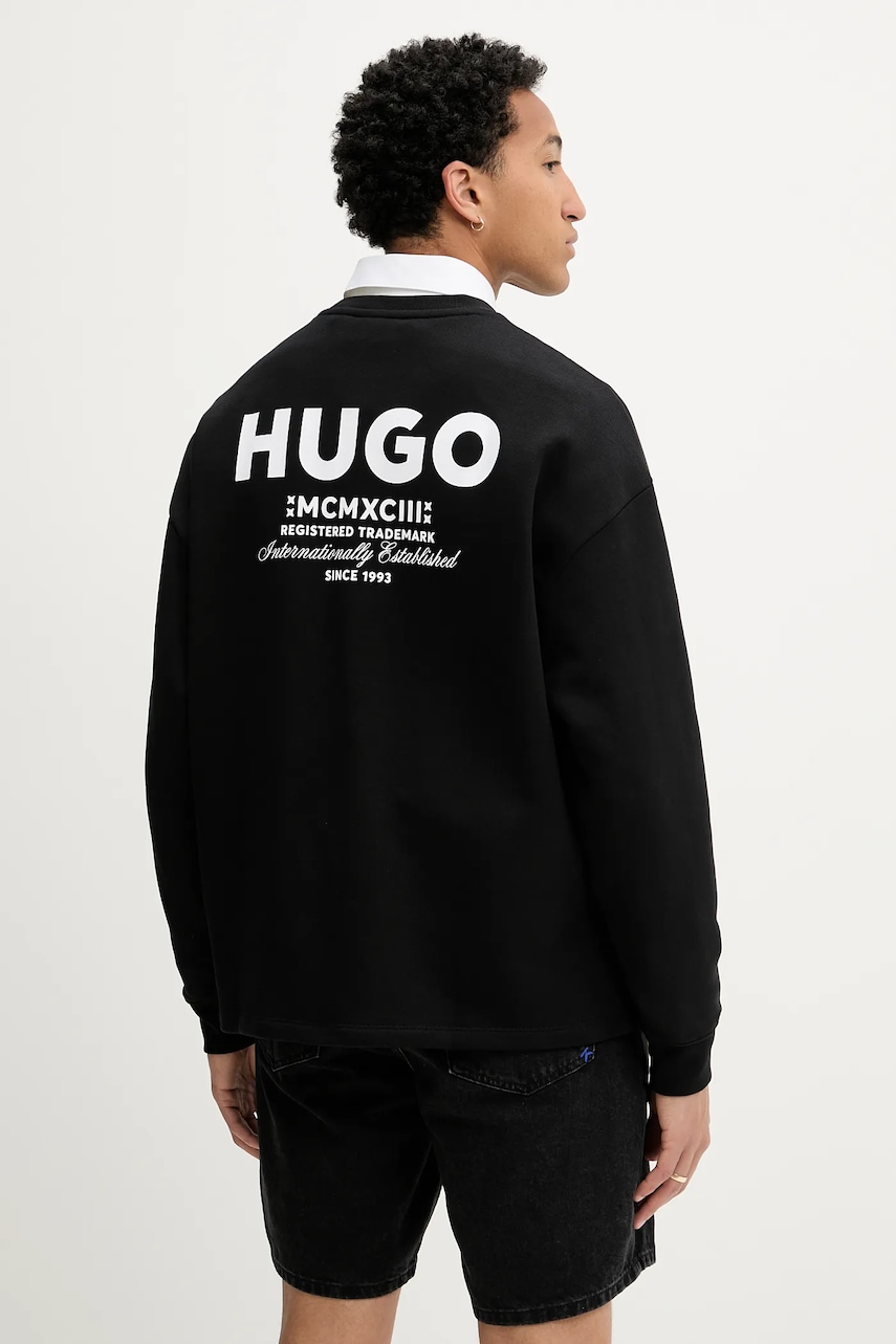 Βαμβακερή μπλούζα Hugo Blue χρώμα: μαύρο, 50510732