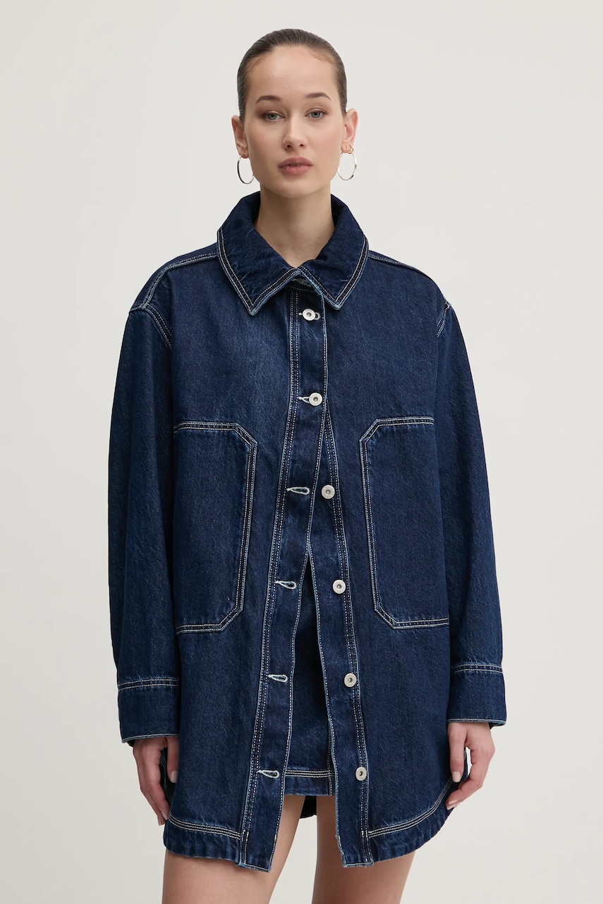 Τζιν πουκάμισο Hugo Blue χρώμα: ναυτικό μπλε, 50531741