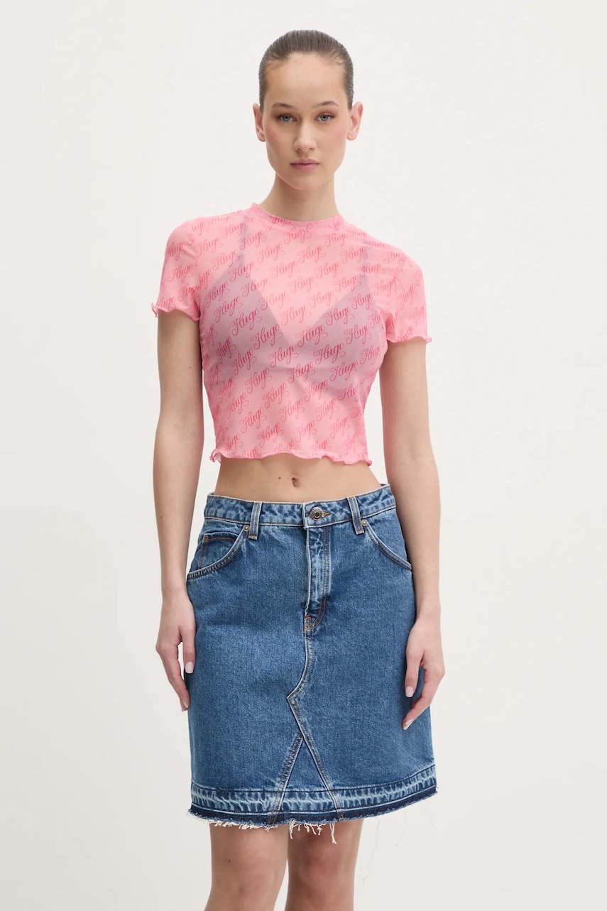 Μπλουζάκι Hugo Blue χρώμα: ροζ, 50537184