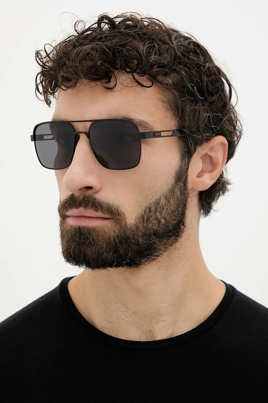Γυαλιά ηλίου HUGO ανδρικά, χρώμα: μαύρο, HG 1384/S