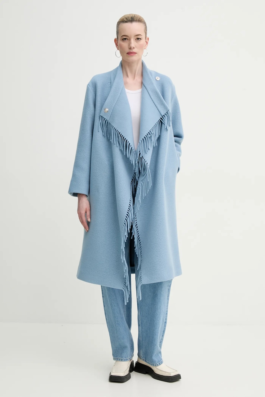 Μάλλινο παλτό IRO γυναικείο, χρώμα: μπλε, WP137RICKY