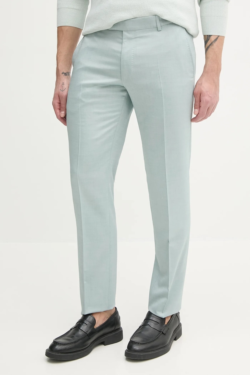 Παντελόνι από μείγμα μαλλιού Joop! χρώμα: τιρκουάζ, 30041047