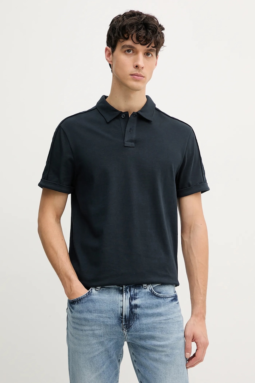 Βαμβακερό μπλουζάκι πόλο Joop! ανδρικό, χρώμα: ναυτικό μπλε, 30045558