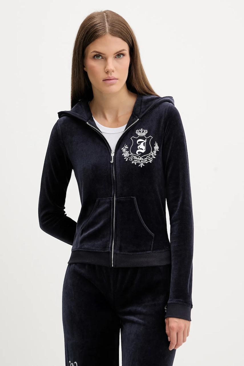 Μπλούζα Juicy Couture χρώμα: ναυτικό μπλε, με κουκούλα, JCGAS225009