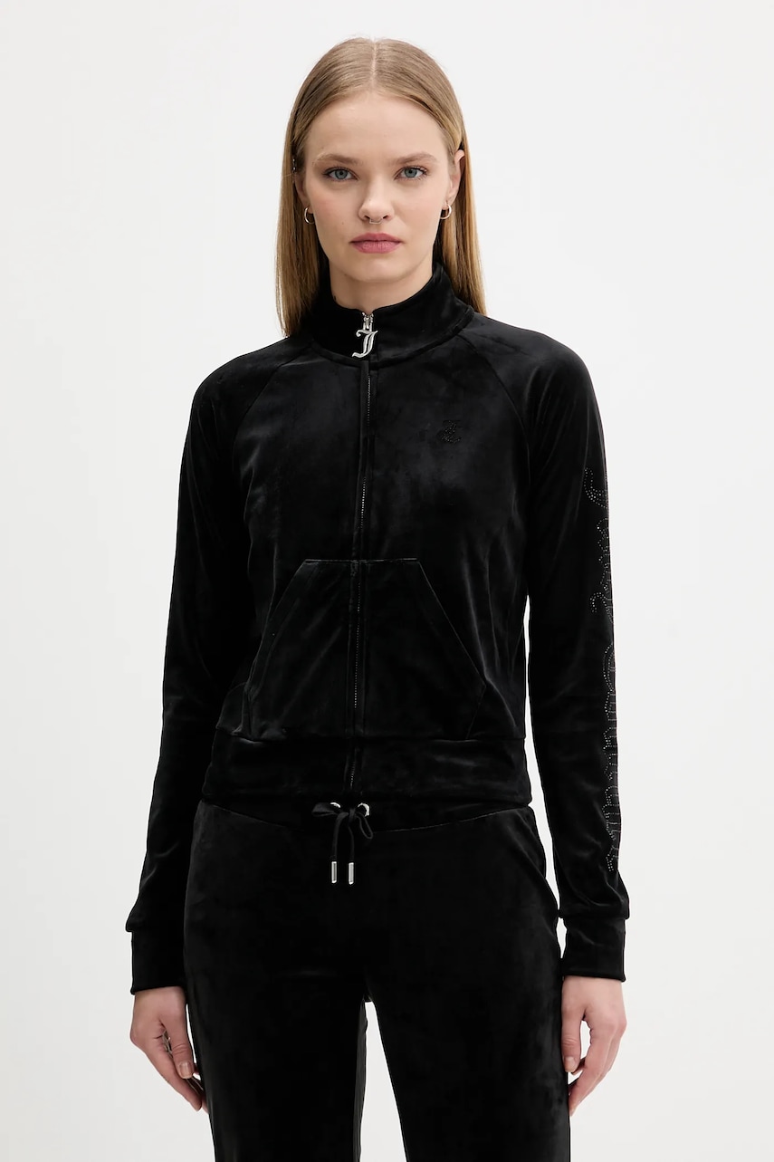 Βελούδινη μπλούζα Juicy Couture χρώμα: μαύρο, JCWCT225308