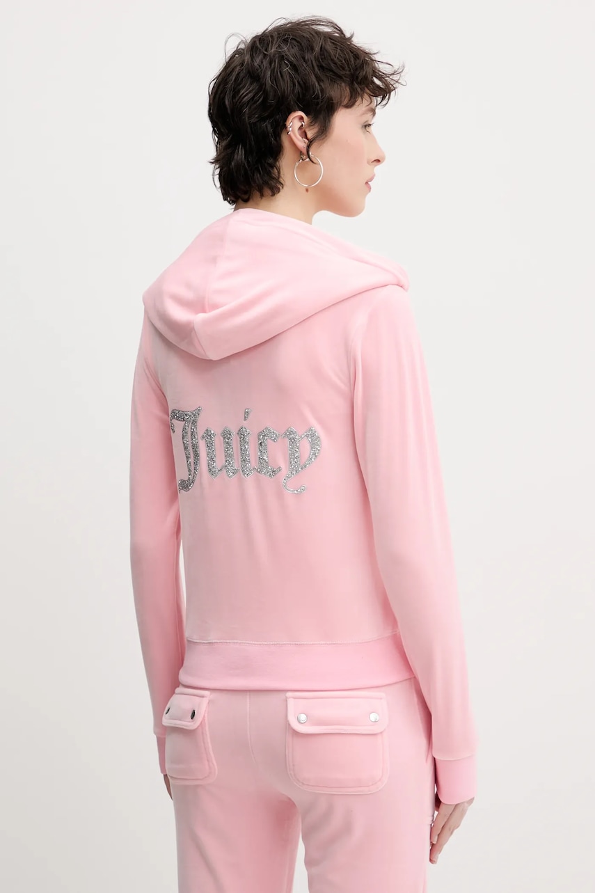 Βελούδινη μπλούζα Juicy Couture ROBERTSON CAVIAR χρώμα: ροζ, JCBAS125805