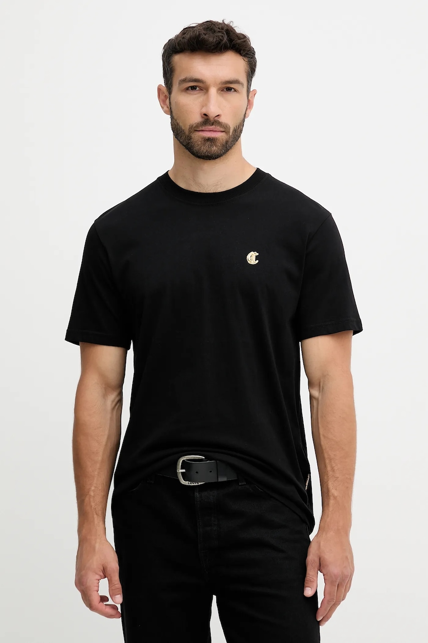 Βαμβακερό μπλουζάκι Just Cavalli ανδρικό, χρώμα: μαύρο, 79OAHT06 CJ500