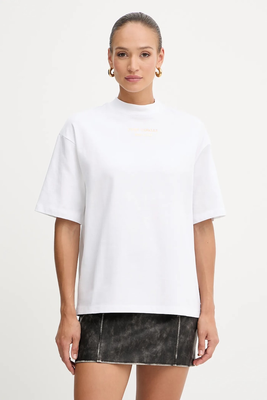 Βαμβακερό μπλουζάκι Just Cavalli χρώμα: άσπρο, 79PAHT01 CJ518