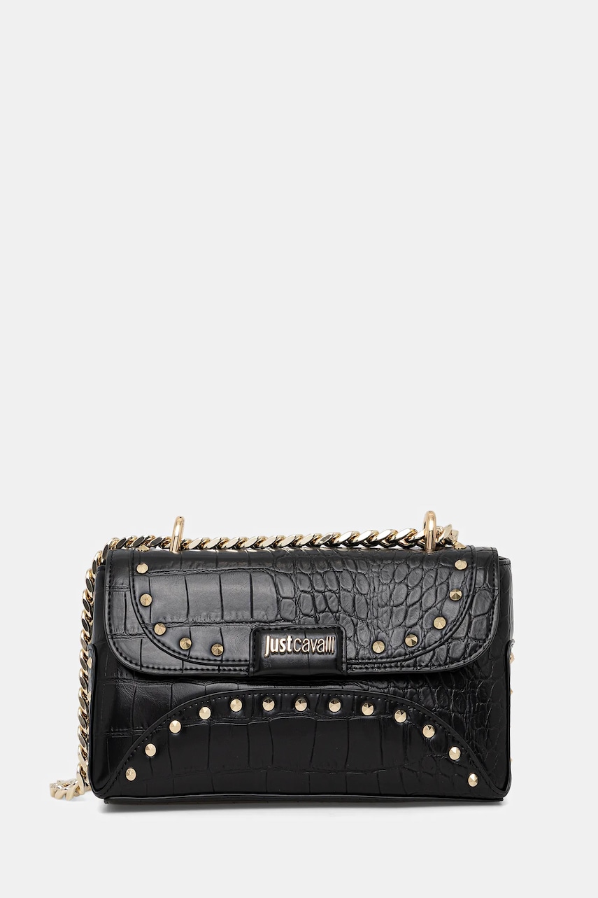 Τσάντα Just Cavalli χρώμα: μαύρο, 79RA4BF5 ZSB96