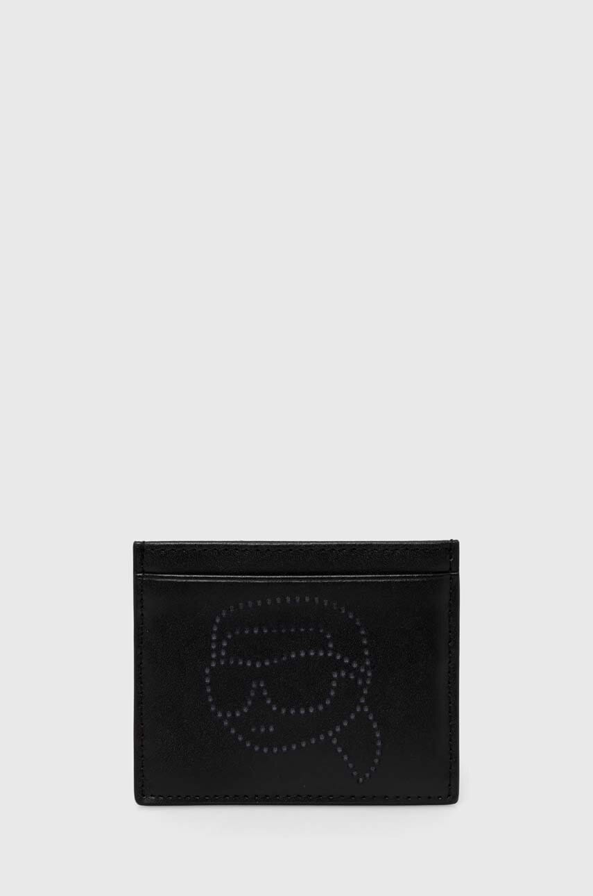 Δερμάτινη θήκη για κάρτες Karl Lagerfeld χρώμα: μαύρο