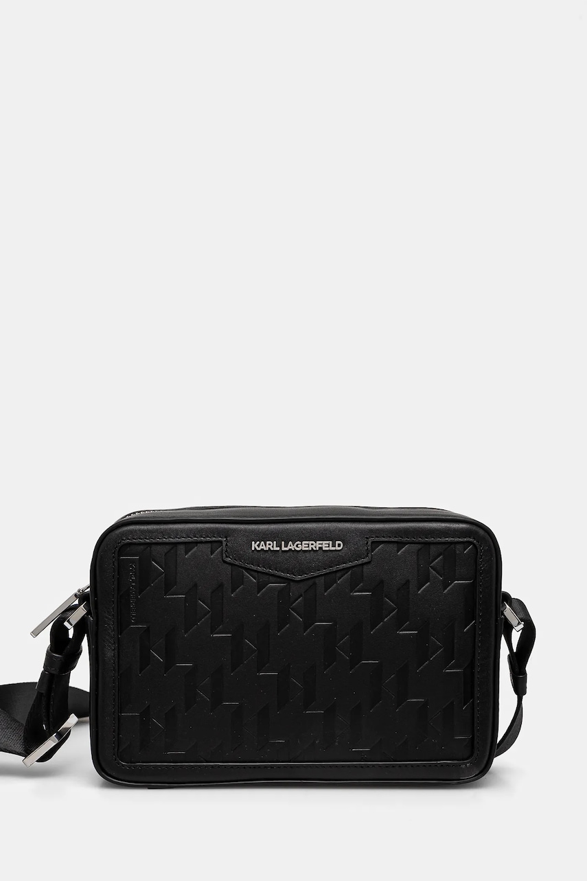 Δερμάτινο φακελάκι Karl Lagerfeld K/LOOM χρώμα: μαύρο, A1M30067