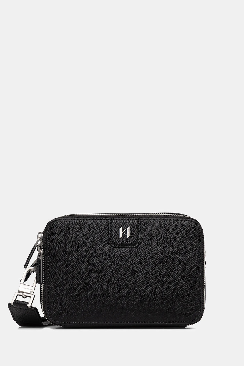 Δερμάτινο φακελάκι Karl Lagerfeld K/MONOGRAM ανδρικό, χρώμα: μαύρο, A3M30157